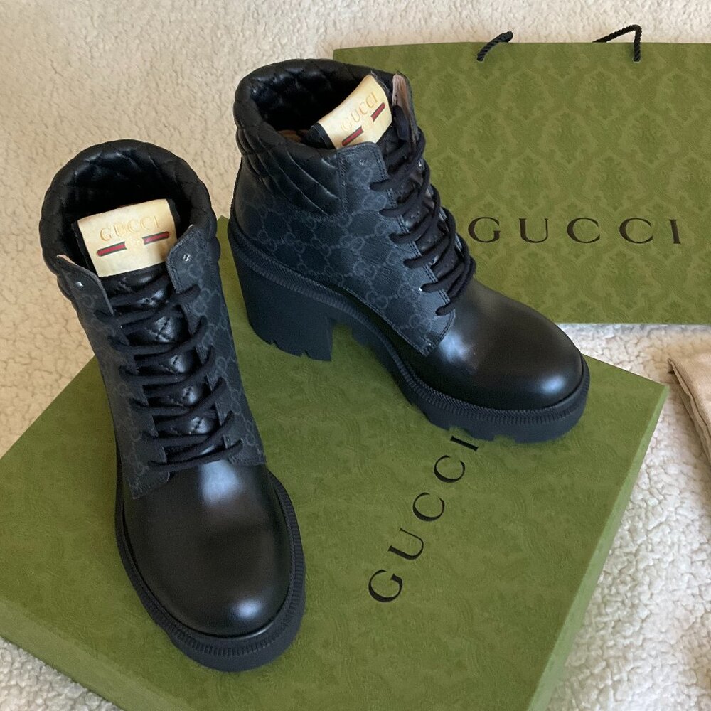 Gucci GG Supreme Canvas & Leather Bootie Women